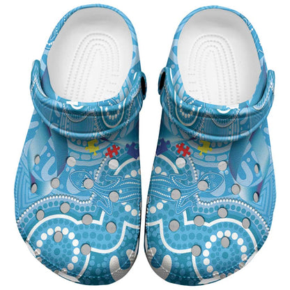 Australia Indigenous Clogs Shoes Blue Ribbon Lizards Autism Support