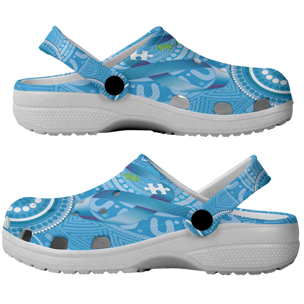 Australia Indigenous Clogs Shoes Blue Ribbon Lizards Autism Support