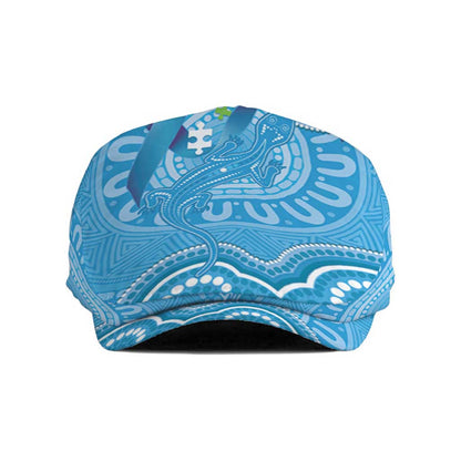 Australia Indigenous Jeff Hat Blue Ribbon Lizards Autism Support