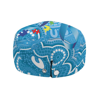 Australia Indigenous Jeff Hat Blue Ribbon Lizards Autism Support