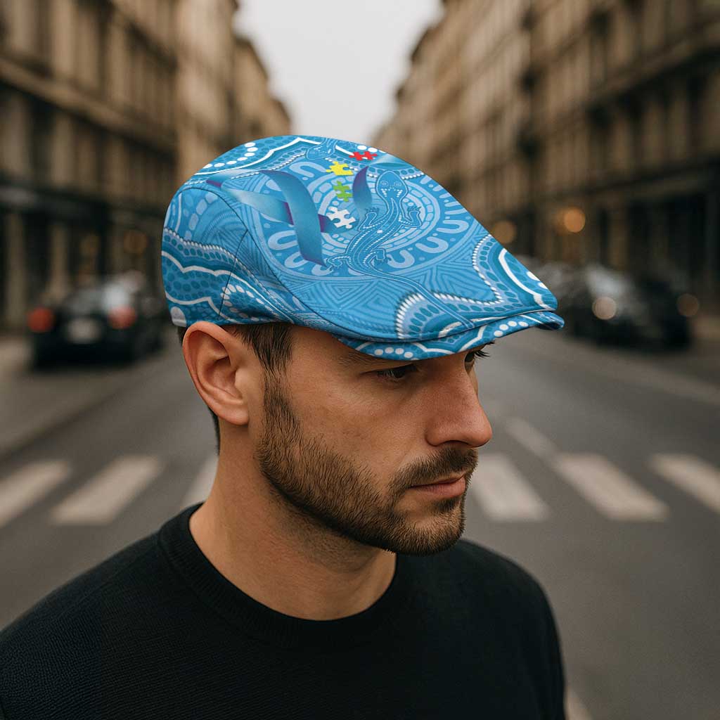 Australia Indigenous Jeff Hat Blue Ribbon Lizards Autism Support