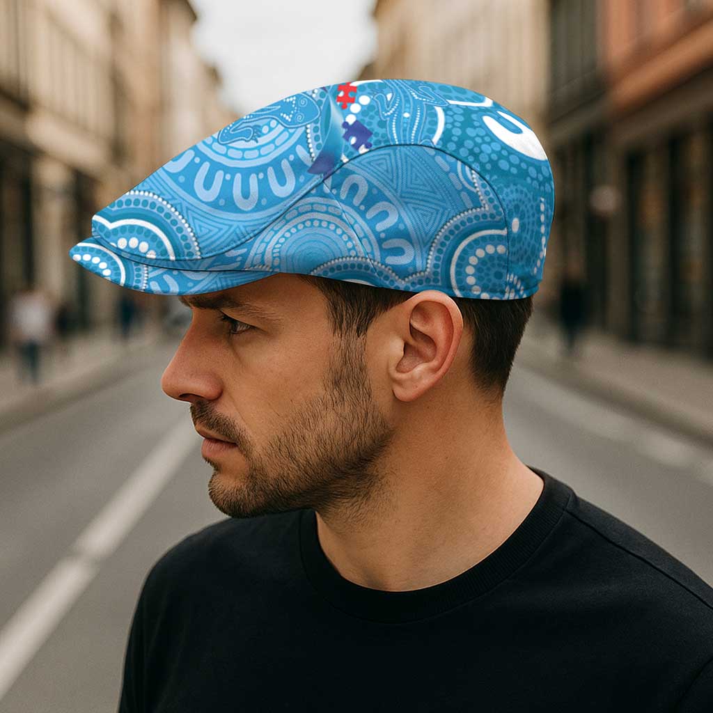 Australia Indigenous Jeff Hat Blue Ribbon Lizards Autism Support