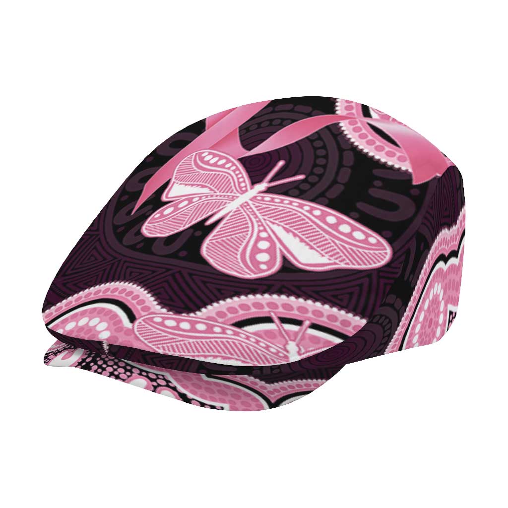 Australia Indigenous Jeff Hat Pink Ribbon Breast Cancer Butterfly Aboriginal Black
