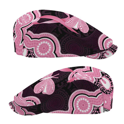 Australia Indigenous Jeff Hat Pink Ribbon Breast Cancer Butterfly Aboriginal Black