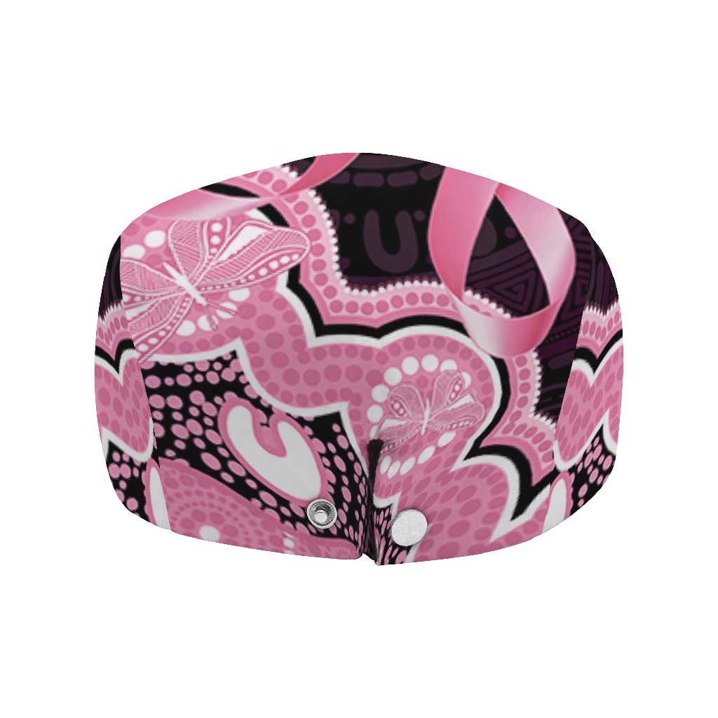 Australia Indigenous Jeff Hat Pink Ribbon Breast Cancer Butterfly Aboriginal Black