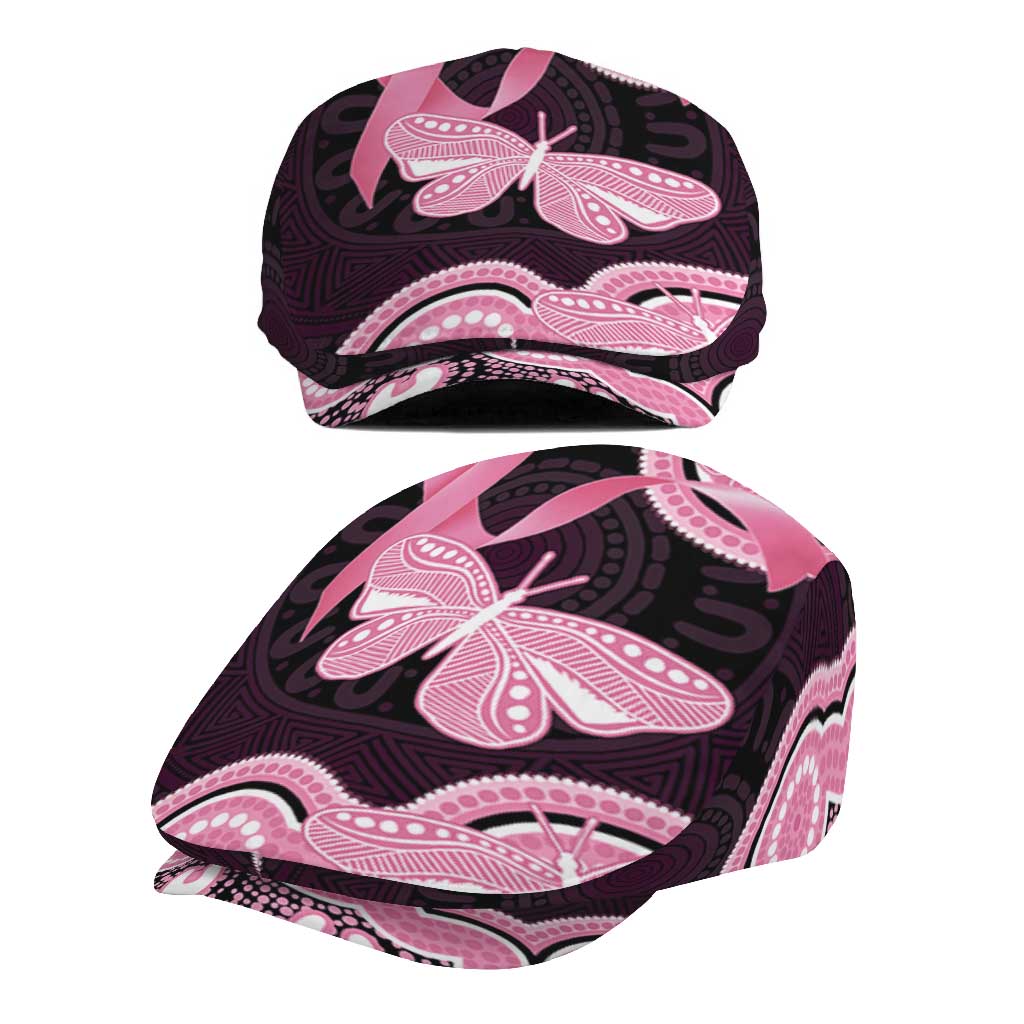 Australia Indigenous Jeff Hat Pink Ribbon Breast Cancer Butterfly Aboriginal Black