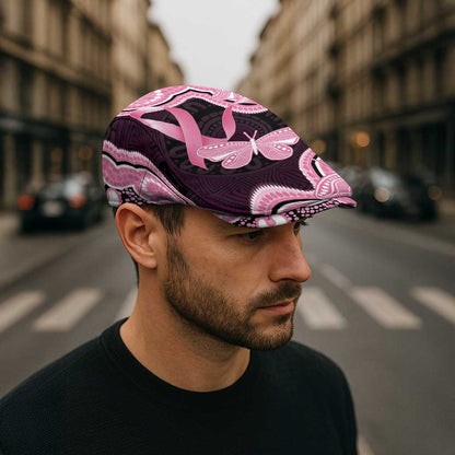 Australia Indigenous Jeff Hat Pink Ribbon Breast Cancer Butterfly Aboriginal Black
