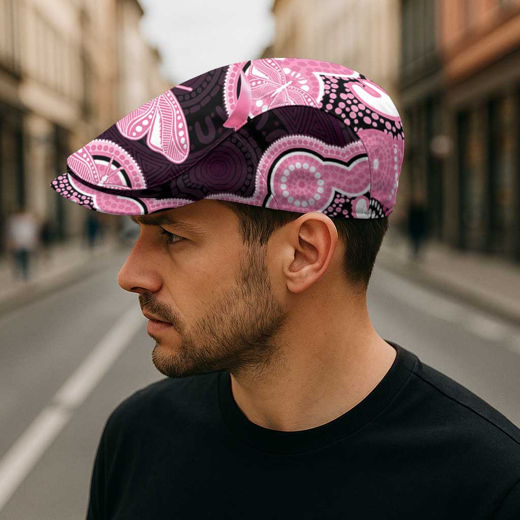 Australia Indigenous Jeff Hat Pink Ribbon Breast Cancer Butterfly Aboriginal Black
