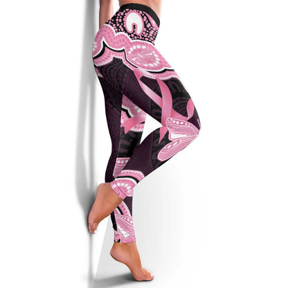 Australia Indigenous Leggings Pink Ribbon Breast Cancer Butterfly Aboriginal Black