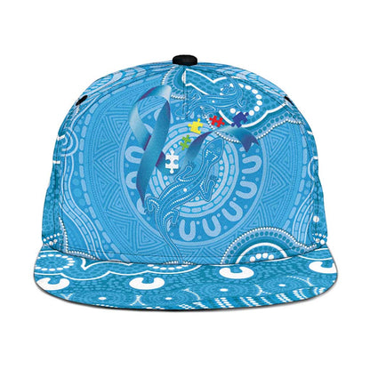 Australia Indigenous Snapback Cap Blue Ribbon Lizards Autism Support