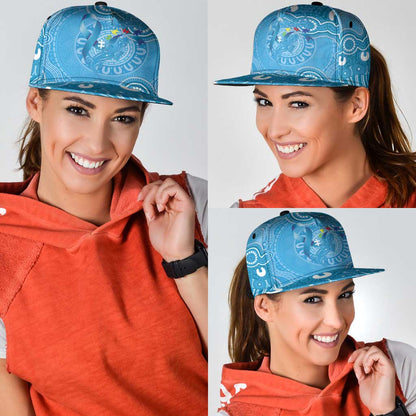 Australia Indigenous Snapback Cap Blue Ribbon Lizards Autism Support