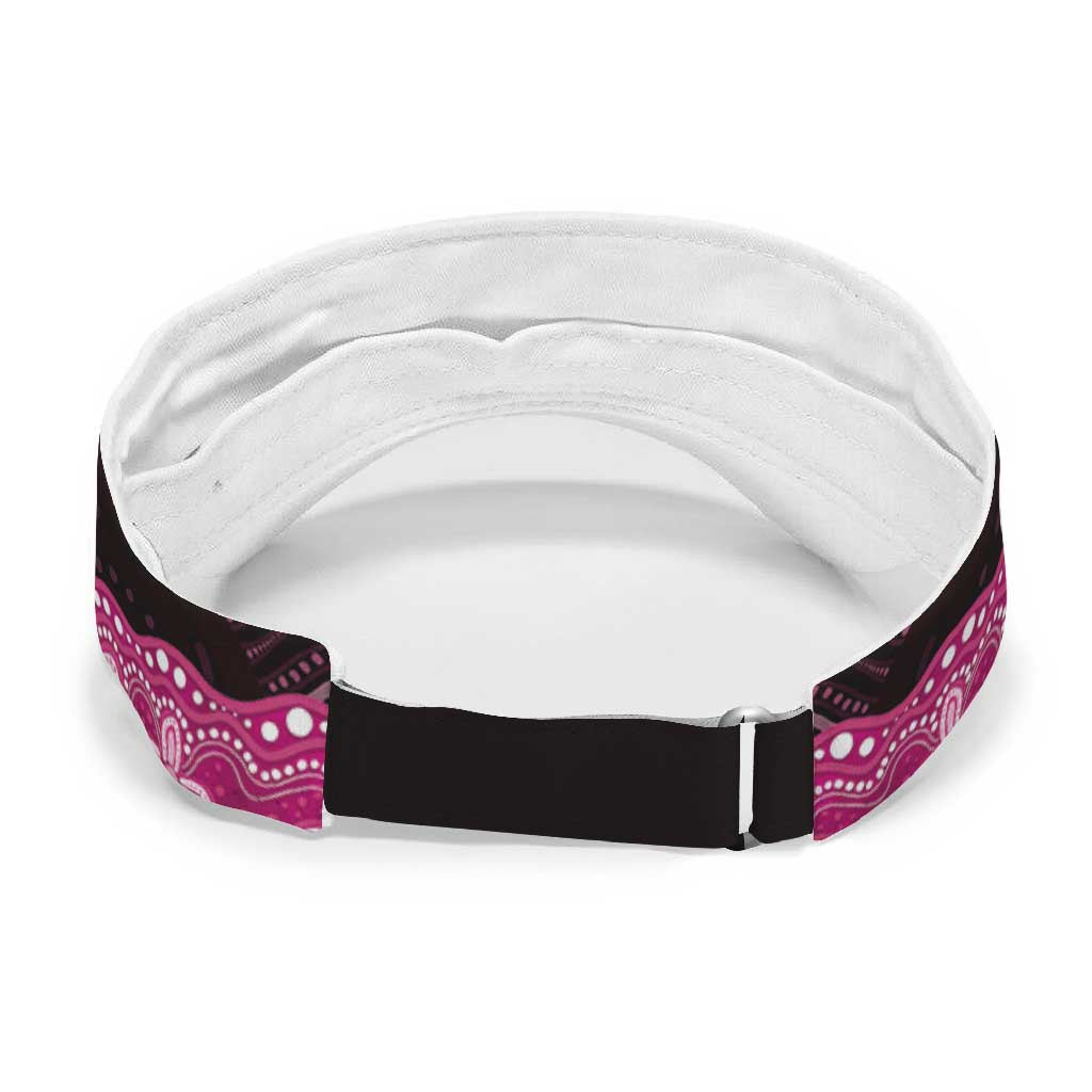 Australia Indigenous Sun Visor Cap Breast Cancer Pink Robin Bottlebrush Aboriginal Art