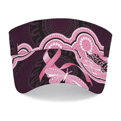 Australia Indigenous Sun Visor Cap Pink Ribbon Breast Cancer Butterfly Aboriginal Black