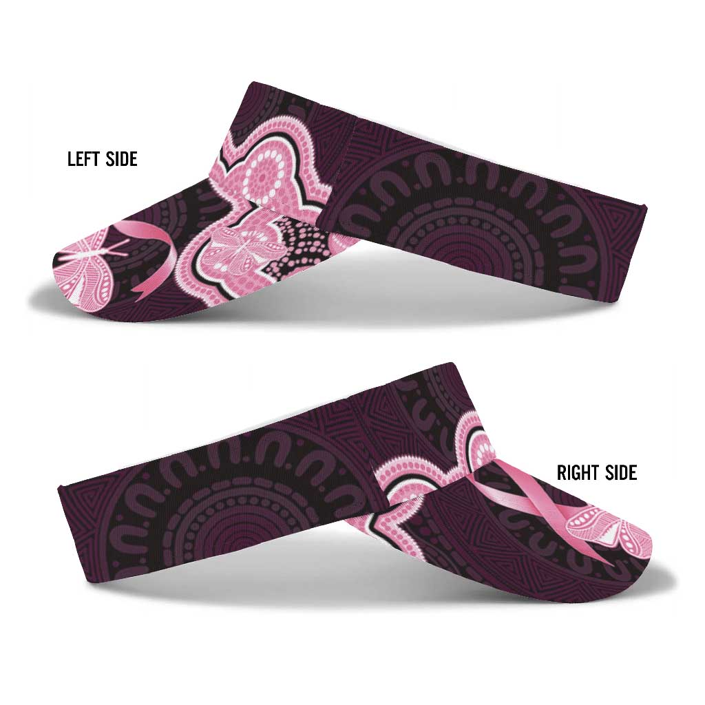 Australia Indigenous Sun Visor Cap Pink Ribbon Breast Cancer Butterfly Aboriginal Black