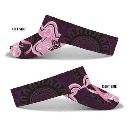 Australia Indigenous Sun Visor Cap Pink Ribbon Breast Cancer Butterfly Aboriginal Black
