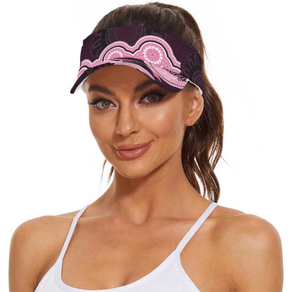 Australia Indigenous Sun Visor Cap Pink Ribbon Breast Cancer Butterfly Aboriginal Black