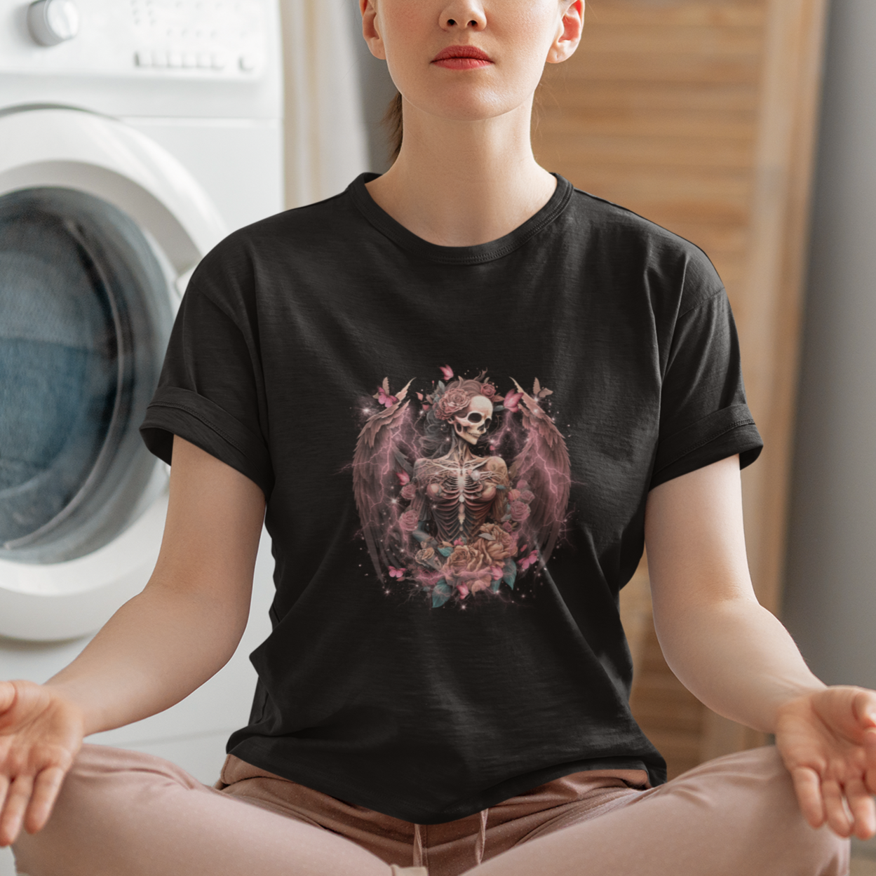 floral-gothic-skeleton-t-shirt-floral-gothic-skeleton-goblincore-karma-fairy-roses-skull-floral-skeleton-in-my-next-life-i-want-to-be-the-karma-fairy-funny-quote