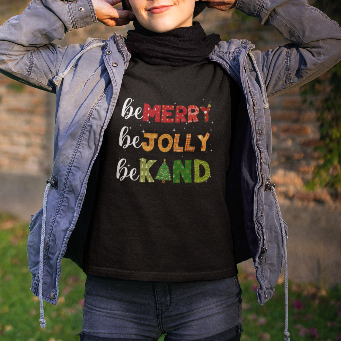 be-merry-be-jolly-be-kind-christmas-tree-xmas-decor-t-shirt