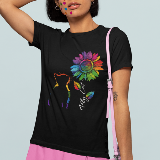 gay-ally-t-shirt-lgbt-pride-ally-cat-gay-pride-rainbow-cat-sunshine-sunflower
