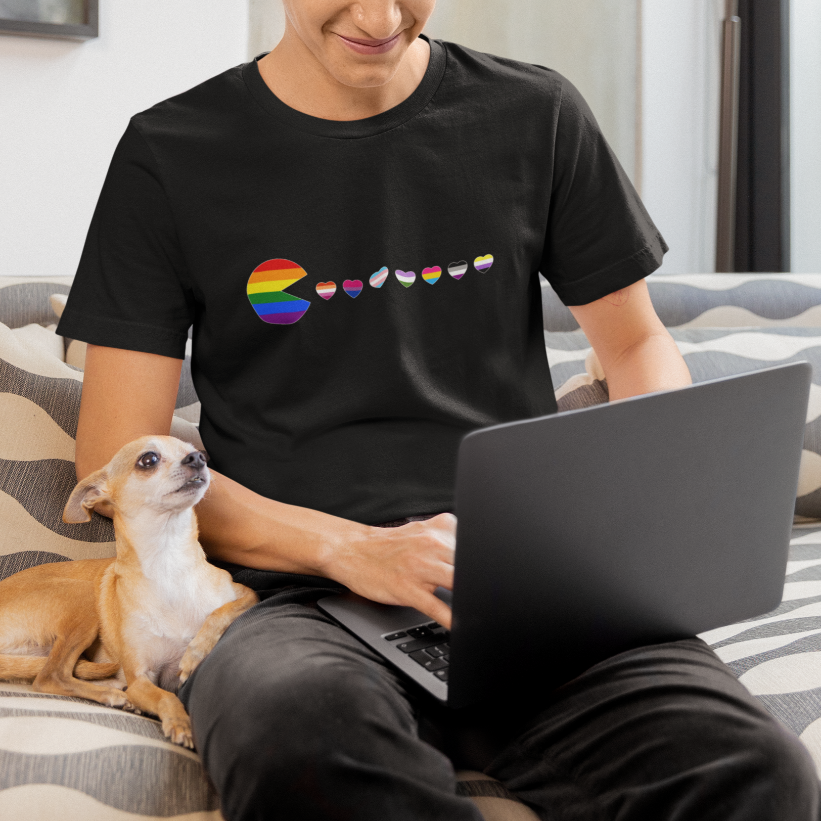 video-game-gay-t-shirt-video-game-funny-gaming-pie-eating-lgbtq-ally-pride-flag