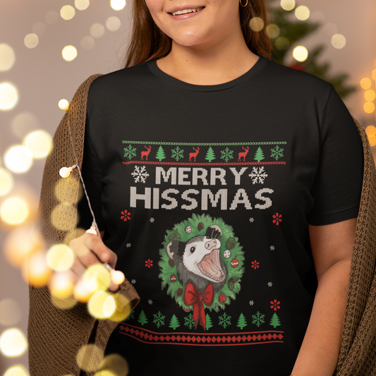 merry-hissmas-possum-lovers-opossum-christmas-t-shirt