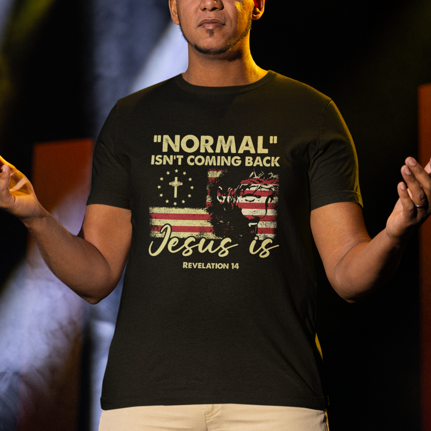 bible-verse-t-shirt-normal-isnt-coming-back-jesus-is-revelation-14-religious-ts02