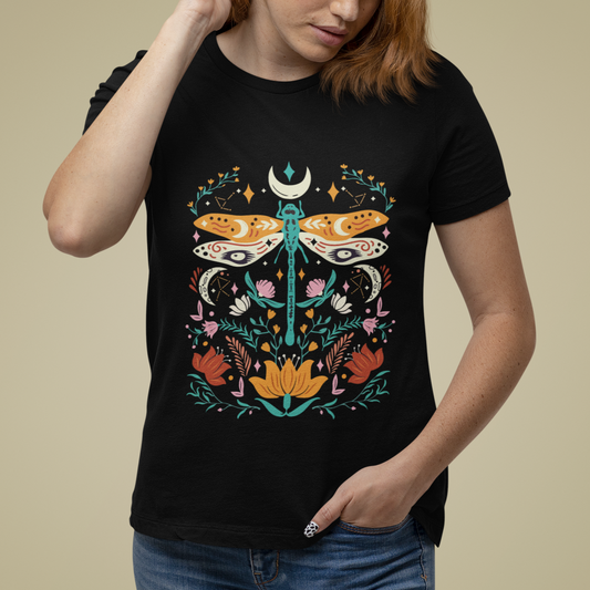 floral-boho-dragonfly-shirt-for-women-scandinavian-botanical-shirt-dragonfly-t-shirt-dragonfly-gift-insect-lover-shirt-spiritual-shirt-nature-lover-gift-t-shirt-ts02