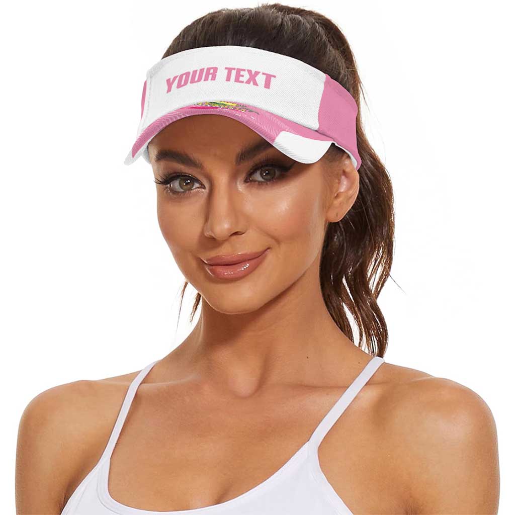 Bowls Australia Breast Cancer Personalised Sun Visor Cap Pink Ribbon Aussie Map With Kangaroo Emu