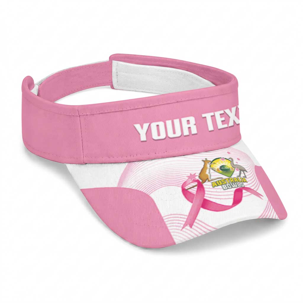 Bowls Australia Breast Cancer Personalised Sun Visor Cap Pink Ribbon Curve Sporty