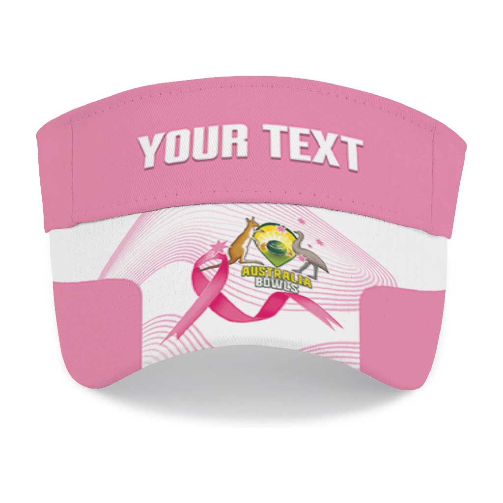 Bowls Australia Breast Cancer Personalised Sun Visor Cap Pink Ribbon Curve Sporty