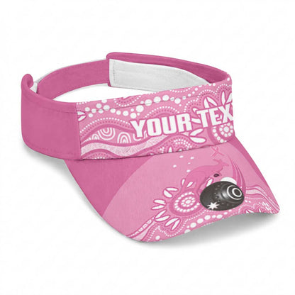 Bowls Australia Breast Cancer Personalised Sun Visor Cap Pink Ribbon Kangaroo Aboriginal Art