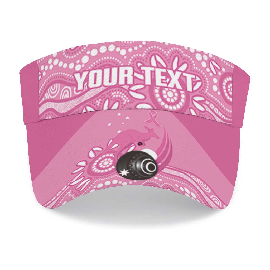 Bowls Australia Breast Cancer Personalised Sun Visor Cap Pink Ribbon Kangaroo Aboriginal Art