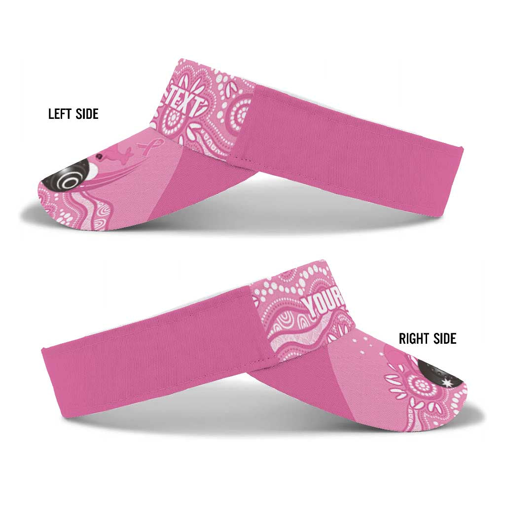 Bowls Australia Breast Cancer Personalised Sun Visor Cap Pink Ribbon Kangaroo Aboriginal Art