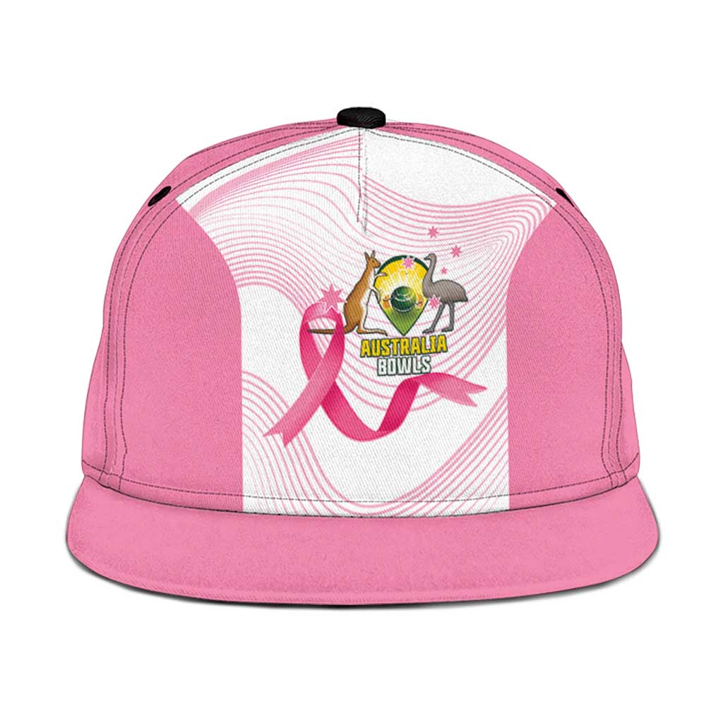 Bowls Australia Breast Cancer Snapback Cap Pink Ribbon Curve Sporty