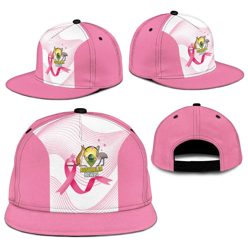 Bowls Australia Breast Cancer Snapback Cap Pink Ribbon Curve Sporty