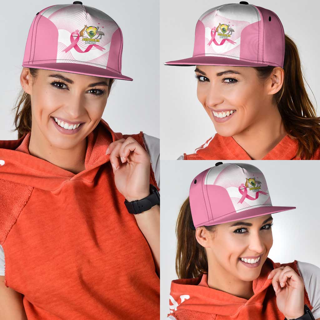 Bowls Australia Breast Cancer Snapback Cap Pink Ribbon Curve Sporty