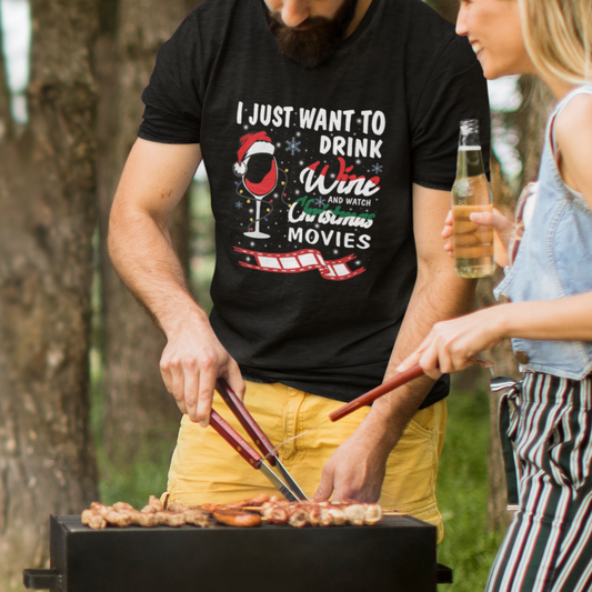 i-just-want-to-drink-wine-and-watch-christmas-movies-t-shirt
