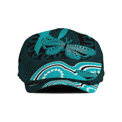 Cyan Ribbon PTSD Support Jeff Hat Aboriginal Art