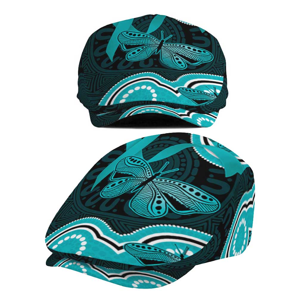 Cyan Ribbon PTSD Support Jeff Hat Aboriginal Art