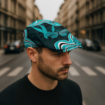Cyan Ribbon PTSD Support Jeff Hat Aboriginal Art