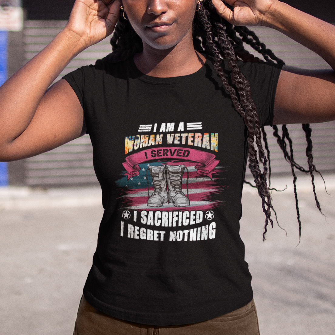 female-veteran-t-shirt-i-am-a-woman-veteran-i-served-i-sacrificed-i-regret-nothing-american-flag-combat-boots