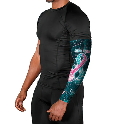 Personalised Hereditary Cancer Support Arm Sleeves Hope Ribbon With Aussie Teal Duncan Coral