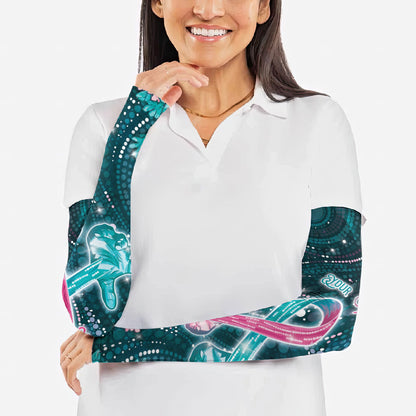 Personalised Hereditary Cancer Support Arm Sleeves Hope Ribbon With Aussie Teal Duncan Coral