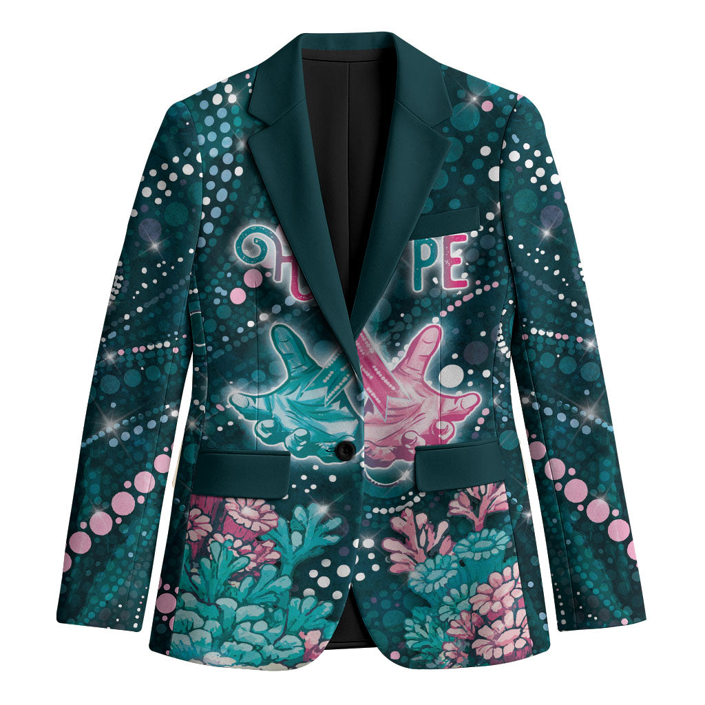 Personalised Hereditary Cancer Support Blazer Hope Ribbon With Aussie Teal Duncan Coral