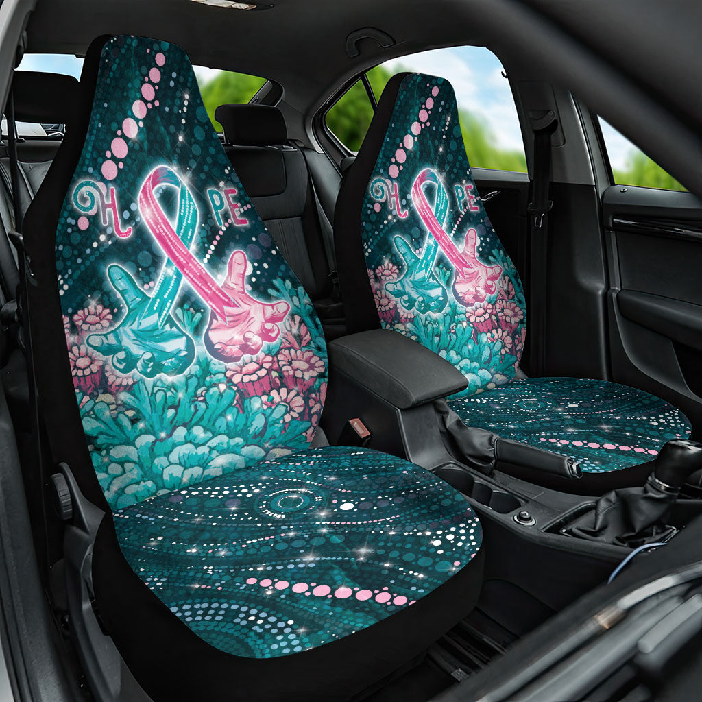 Hereditary Cancer Support Car Seat Cover Hope Ribbon With Aussie Teal Duncan Coral