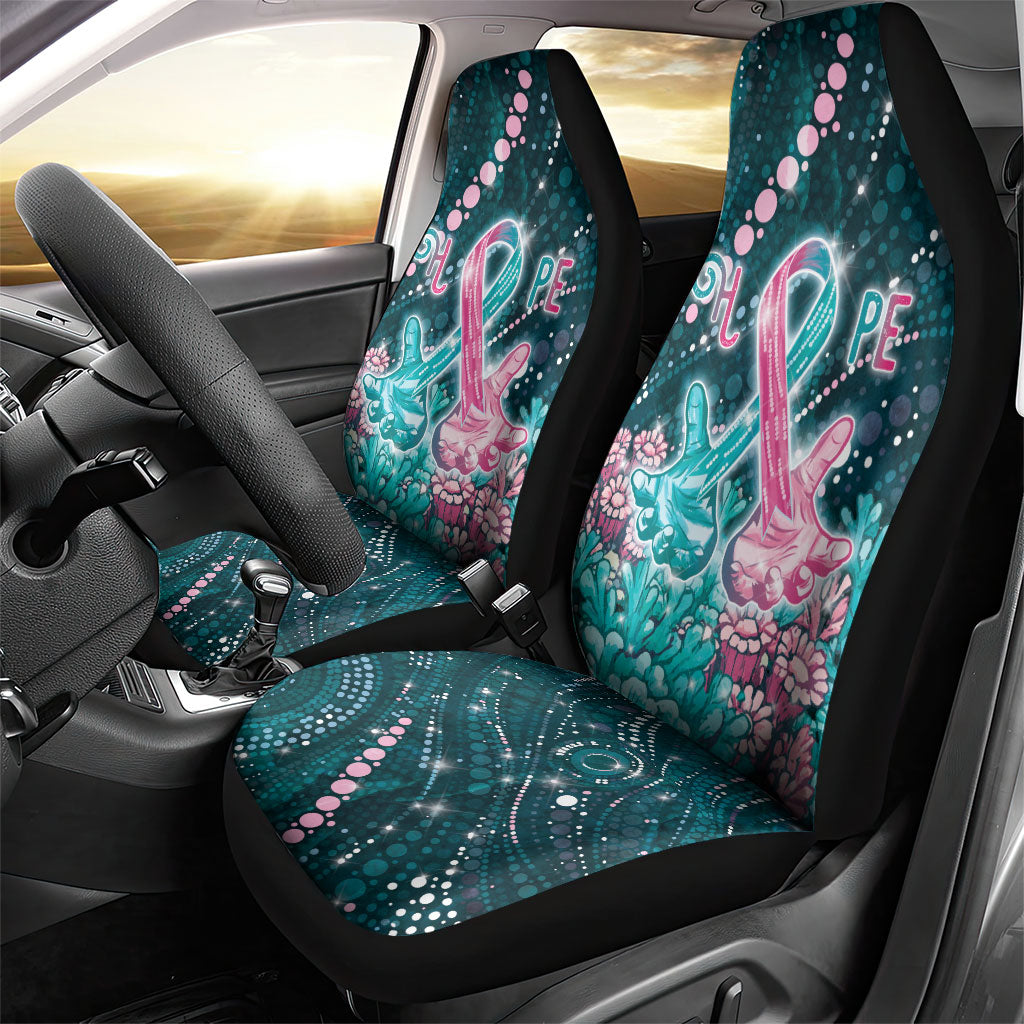 Hereditary Cancer Support Car Seat Cover Hope Ribbon With Aussie Teal Duncan Coral