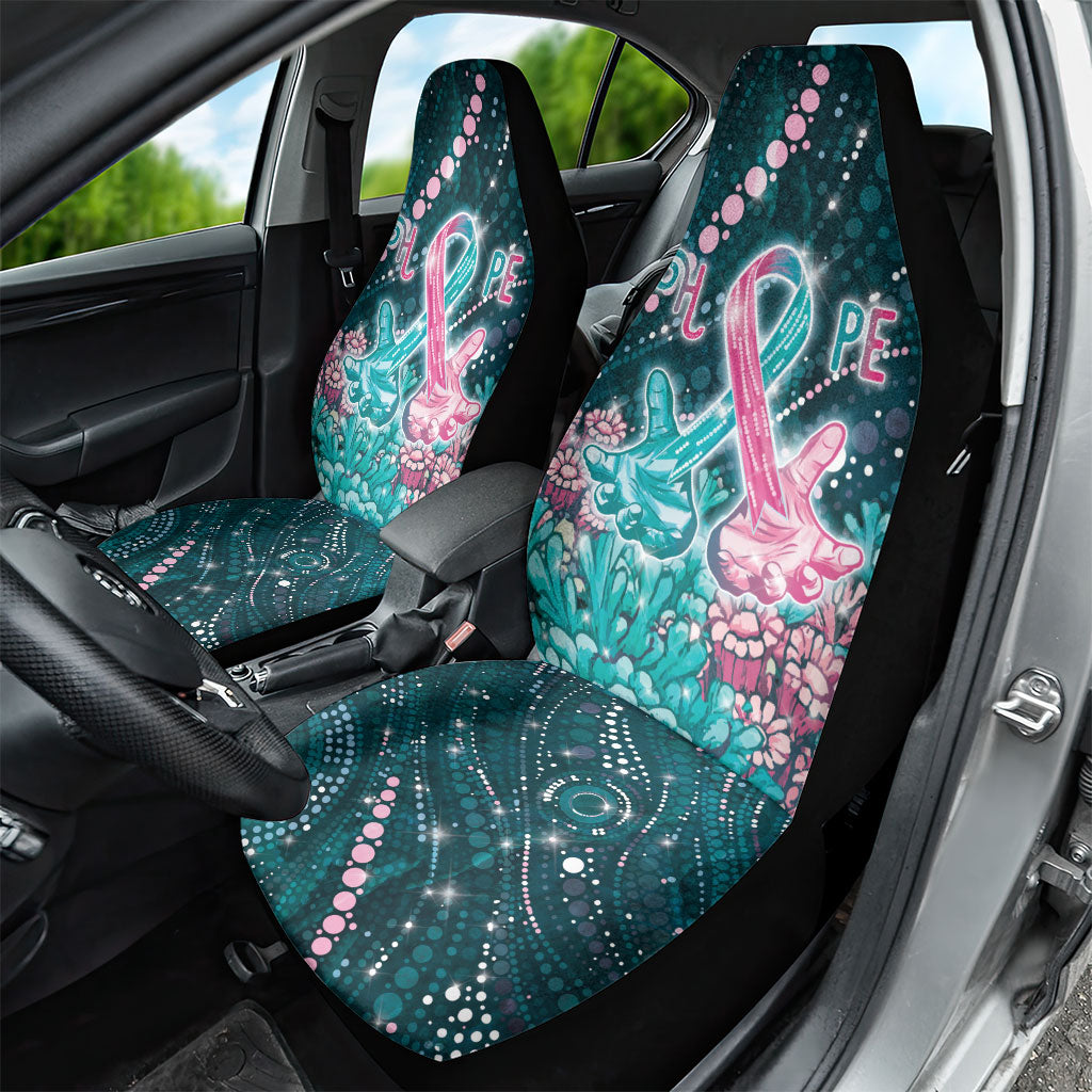 Hereditary Cancer Support Car Seat Cover Hope Ribbon With Aussie Teal Duncan Coral