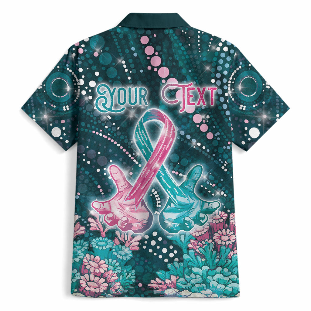 Personalised Hereditary Cancer Support Hawaiian Shirt Hope Ribbon With Aussie Teal Duncan Coral