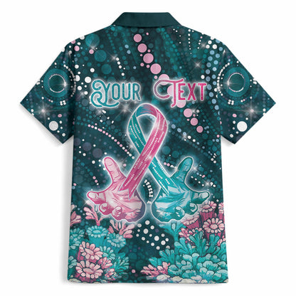 Personalised Hereditary Cancer Support Hawaiian Shirt Hope Ribbon With Aussie Teal Duncan Coral