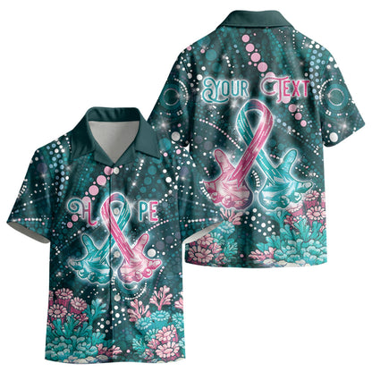 Personalised Hereditary Cancer Support Kid Hawaiian Shirt Hope Ribbon With Aussie Teal Duncan Coral